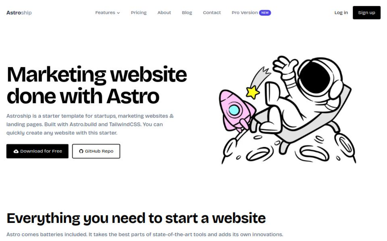 Stunning landing page